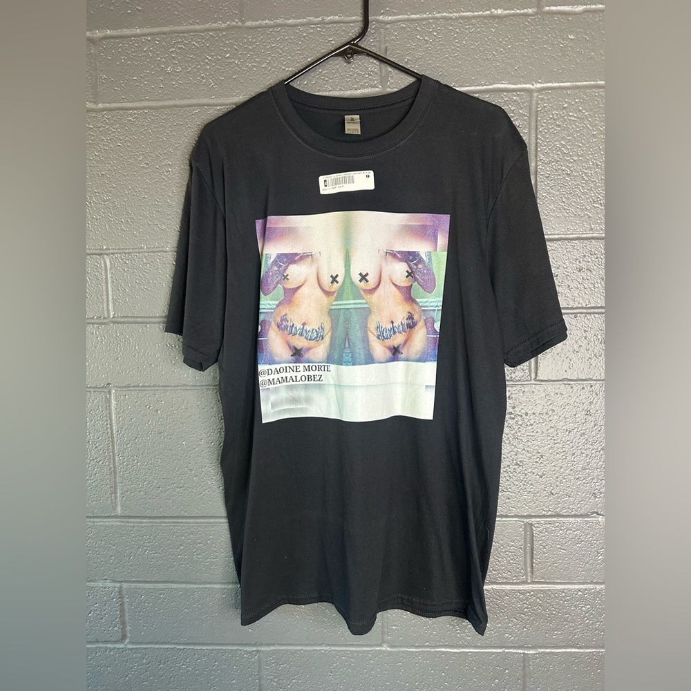 Custom Graphic Printed T-shirt, Woman's figure Design, Unisex Size L